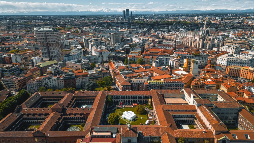 Milan cityscape aerial view