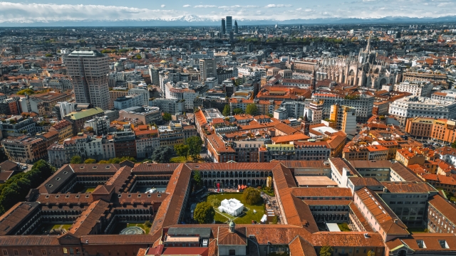 Milan cityscape aerial view
