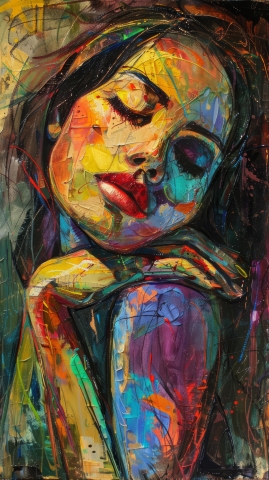 Beautiful woman portrait drawing