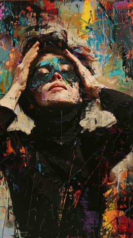 Woman in a mask, expressionism style