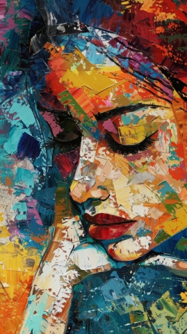 Portrait of a sleeping woman in bright colors