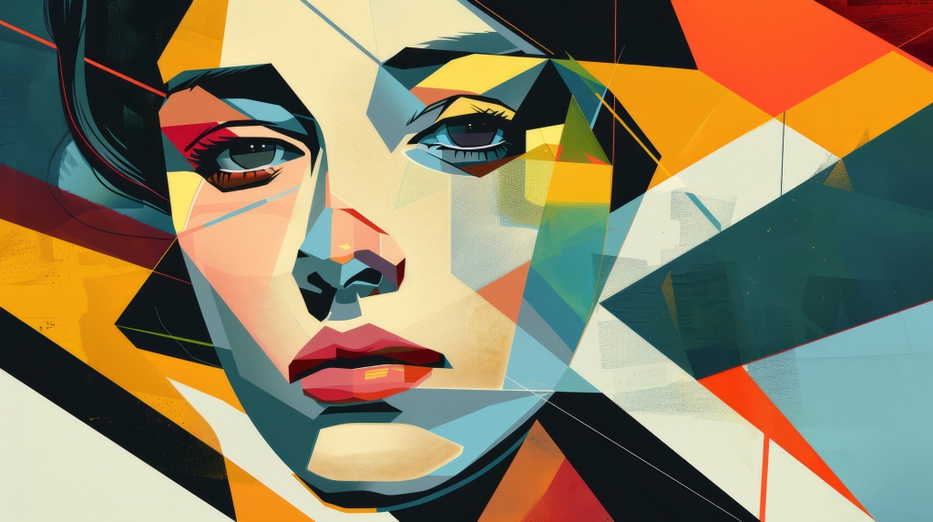 Portrait of a woman in geometric abstraction