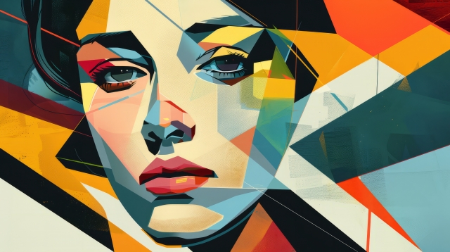 Portrait of a woman in geometric abstraction