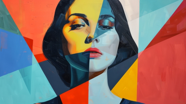 Contrasting Colors Abstract Portrait of a Woman