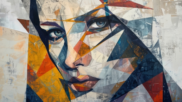 Digital Muse Woman in Geometric Forms