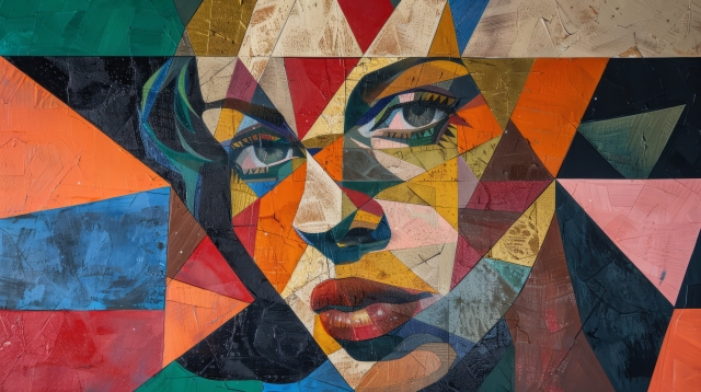 Color Contrasts: Digital Geometric Woman