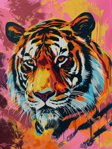 Tiger Art Print, Animal Painting Wall Art Abstract
