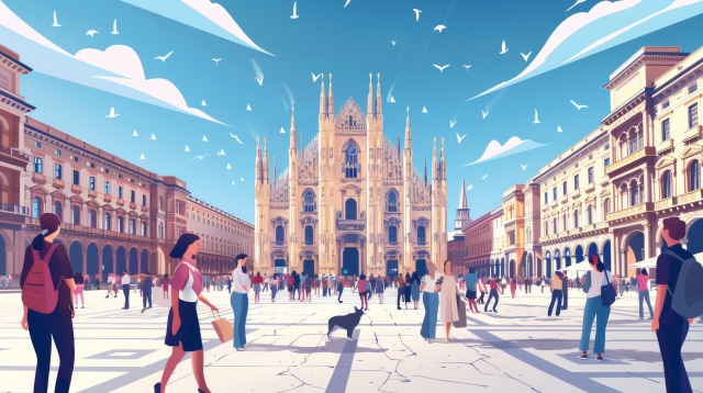 Milan Travel Poster Italy art Wall Decor Dome Cathedral print