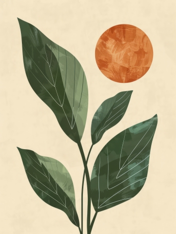 Botanical Abstract Wall Art Prints, Boho Wall Decor