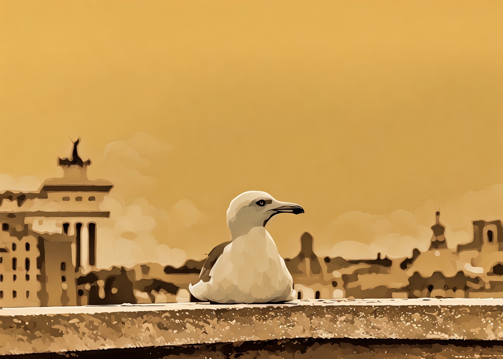 Gabbiano su un tetto a Roma