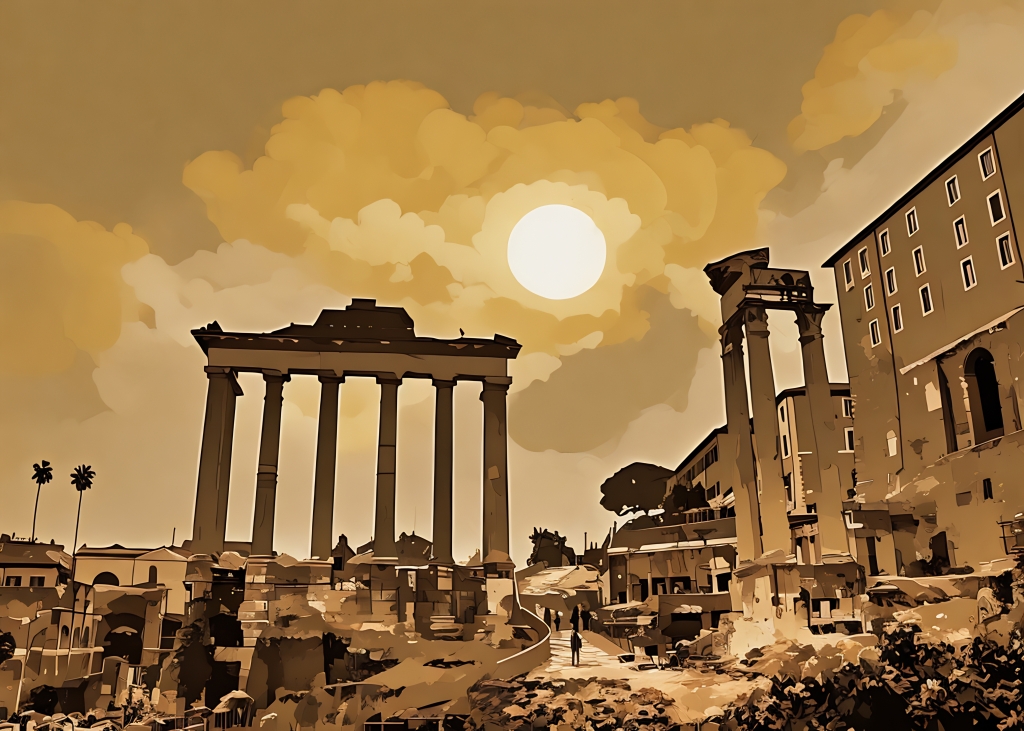 Rovine romane al tramonto