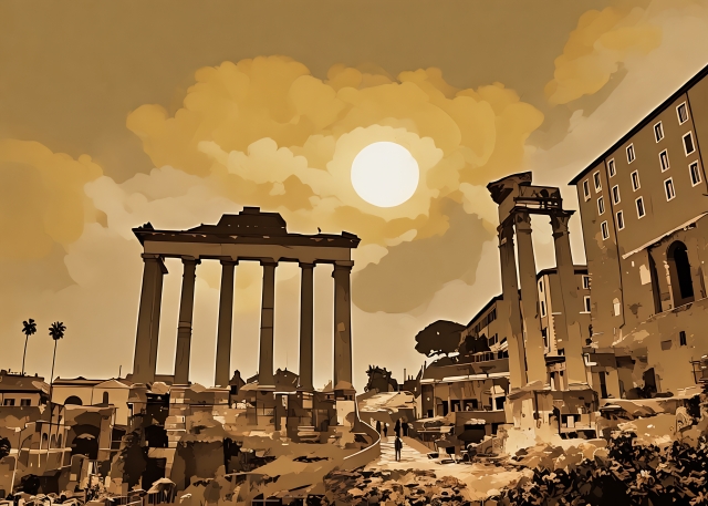 Rovine romane al tramonto