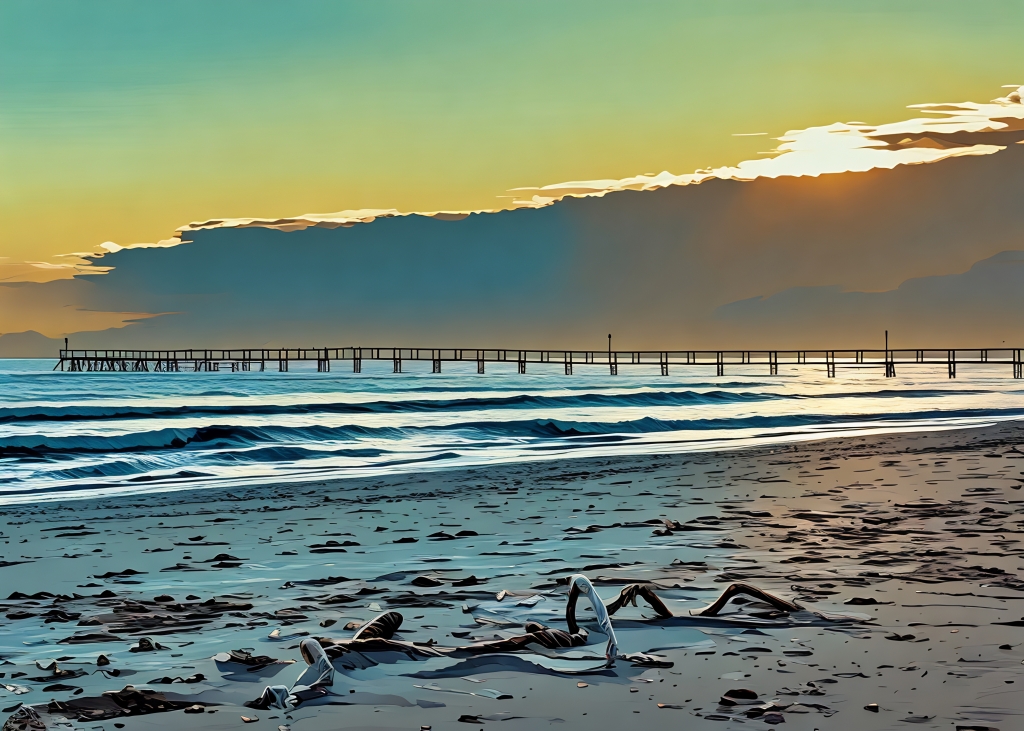 Pontile al tramonto in Riviera Romagnola