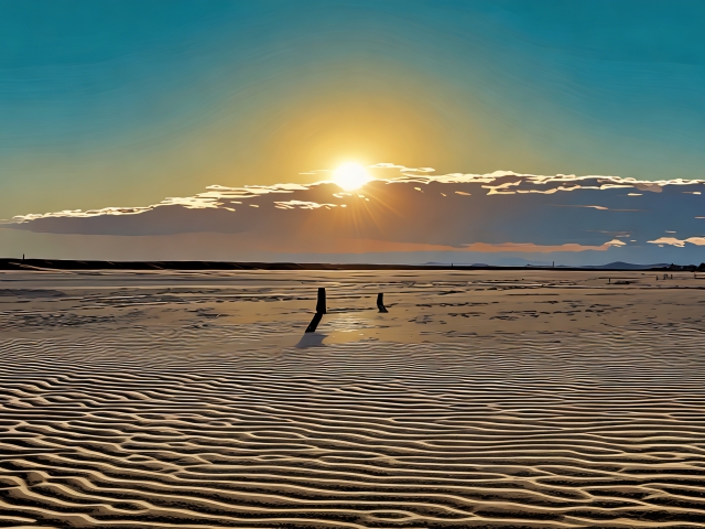 Tramonto in spiaggia in Riviera Romagnola