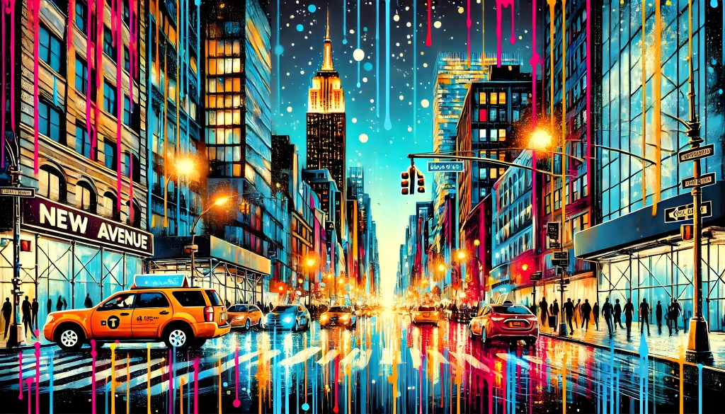 5 Avenue, strada pop, arte moderna, quadri New York,