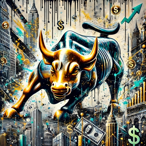 Wall Street 2, pop art, New york, Bull