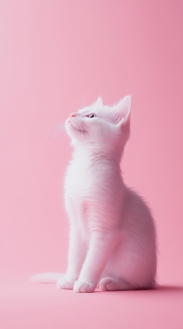 Cat on a pink background
