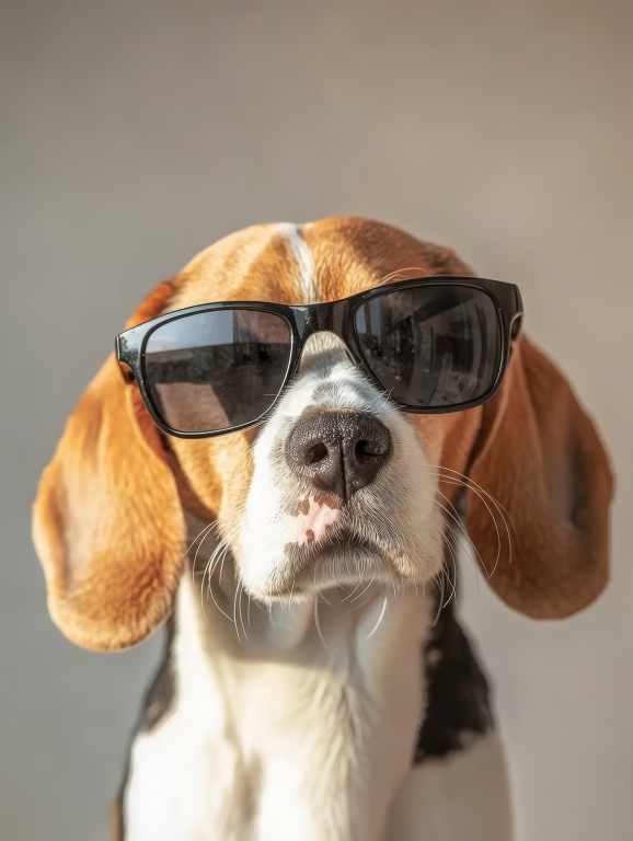 Beagle Elegante: Ritratto con Occhiali da Sole