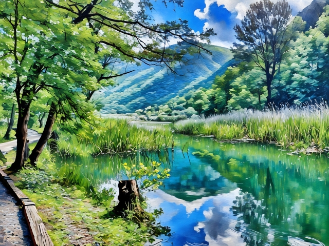 Riflessi sul Fiume Cherio presso il Lago di Endine