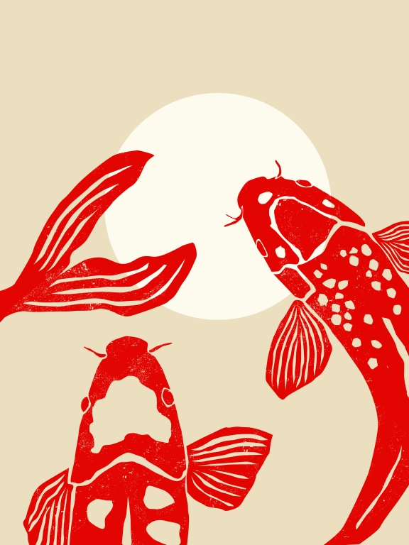 Red Koi Fishes