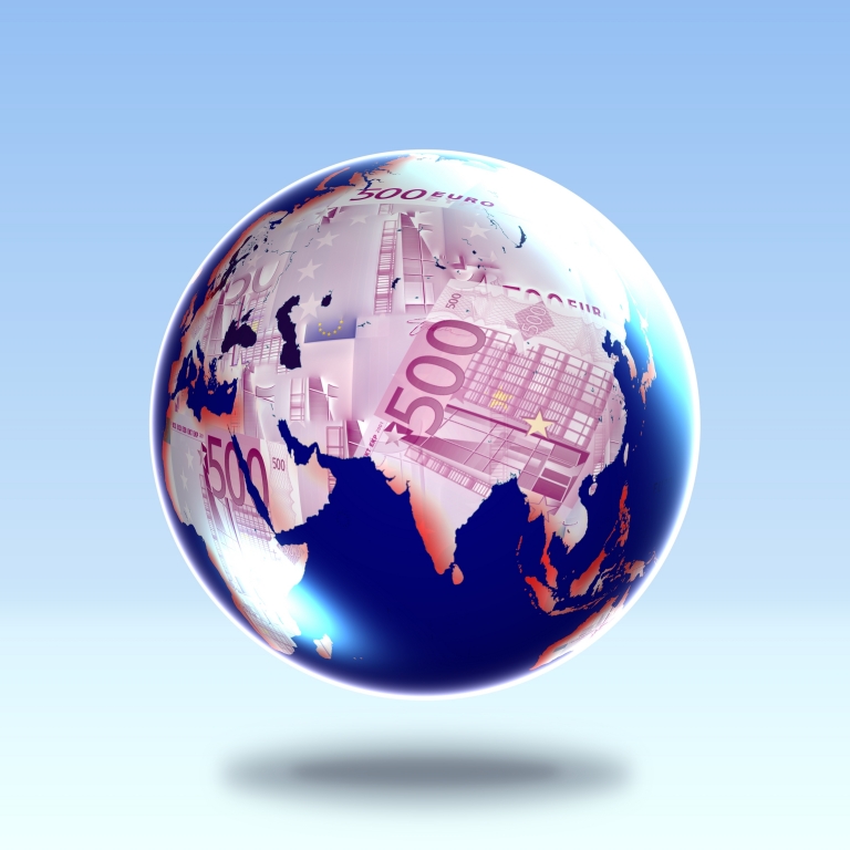 Mappa del mondo fatta di banconote in euro #2