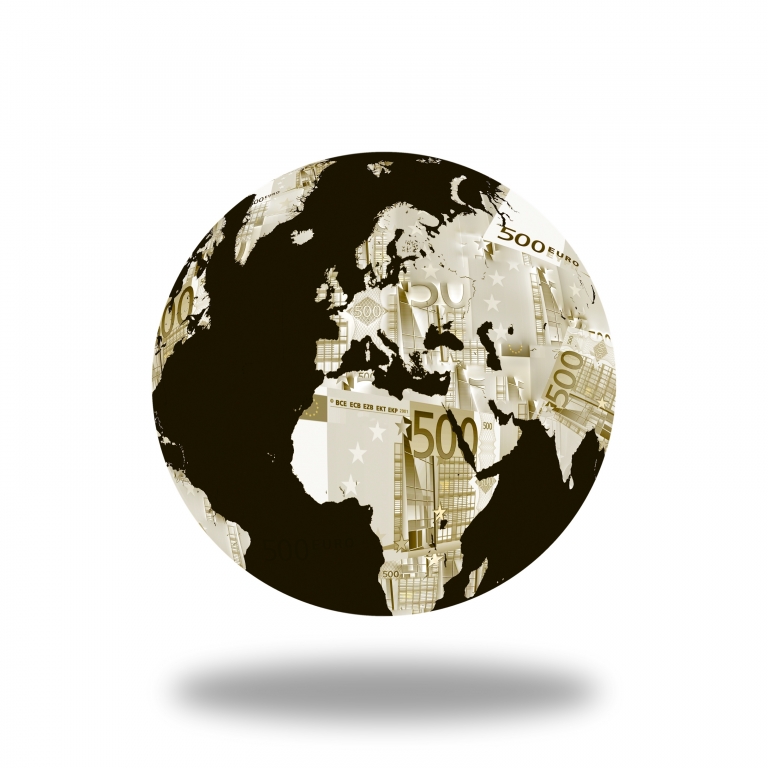 Mappa del mondo fatta di banconote in euro #3