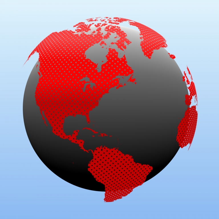 Mappa del mondo rossa