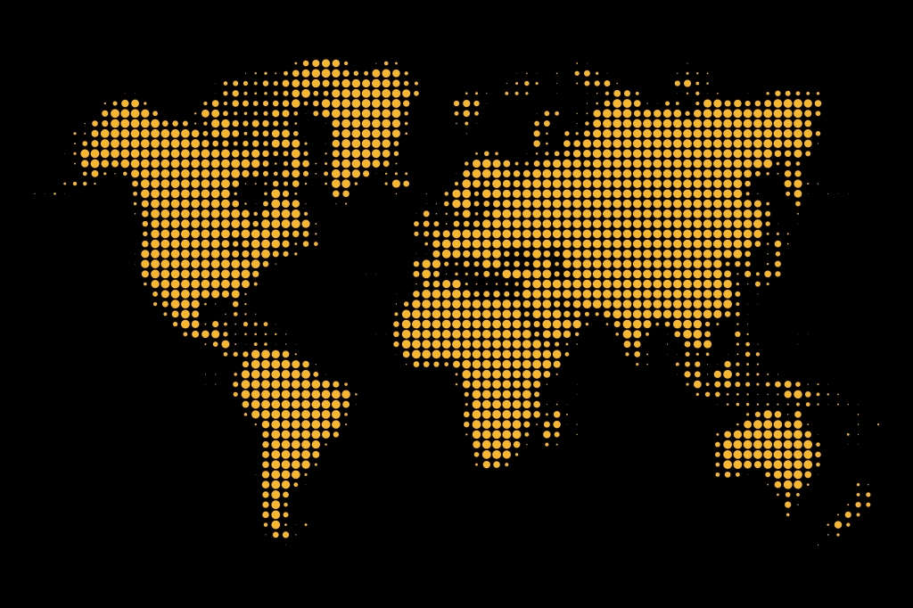 Una mappa del mondo è rappresentata utilizzando un motivo.