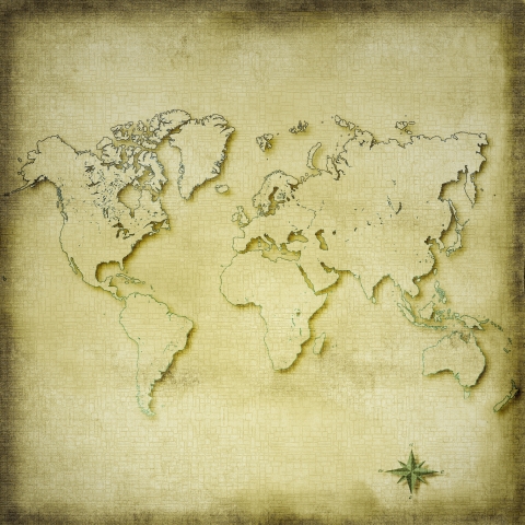 Una mappa del mondo in stile vintage.