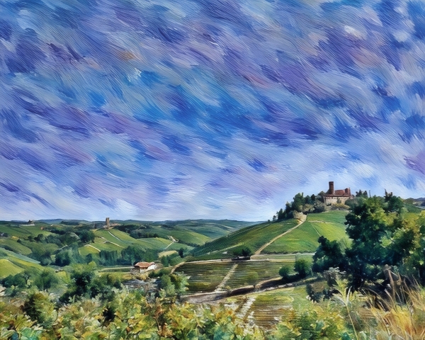 Vigneti Ondulati Sotto un Cielo d'Estate