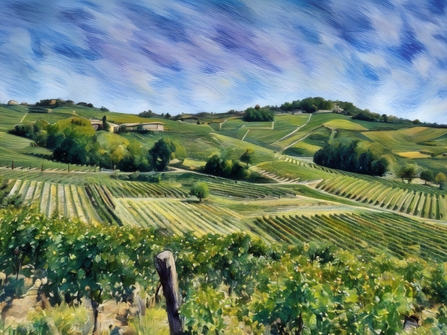 Vigneti Ondulati Sotto un Cielo d'Estate