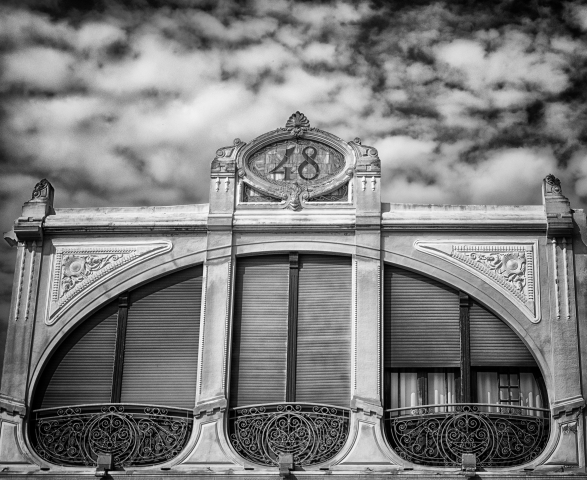 ascino Art Nouveau in Bianco e Nero: Dettagli Architettonici di u