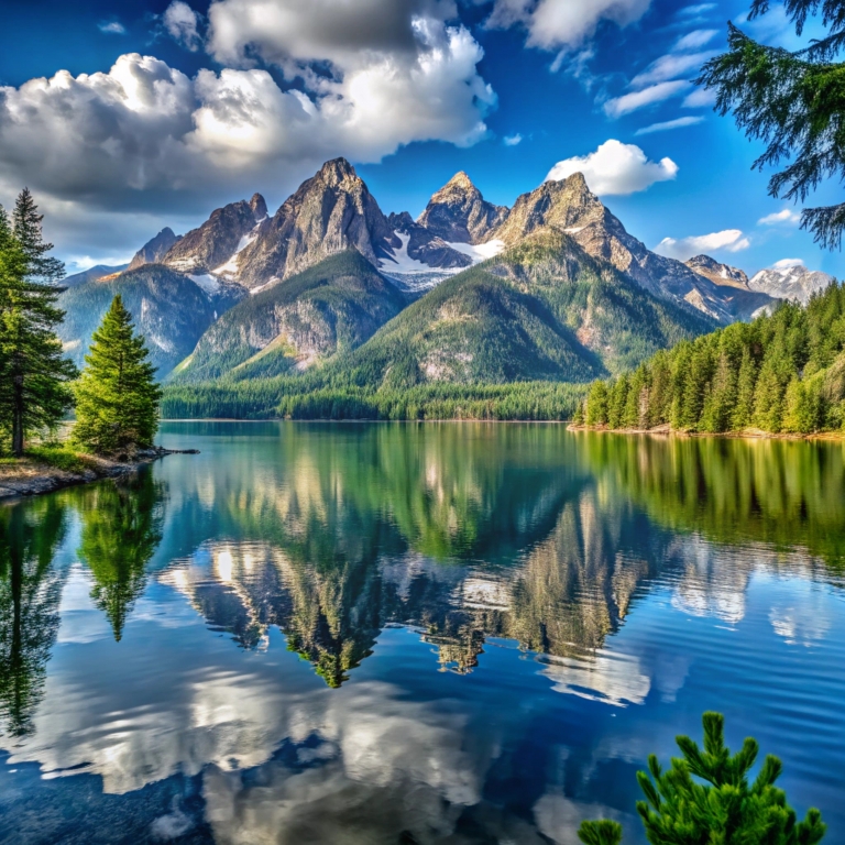 Mountains and lake