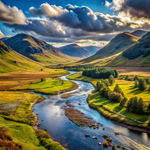 River surrounded by mountains