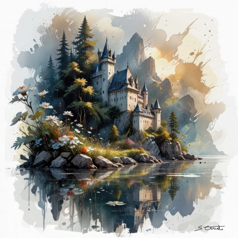 Castello con vista lago