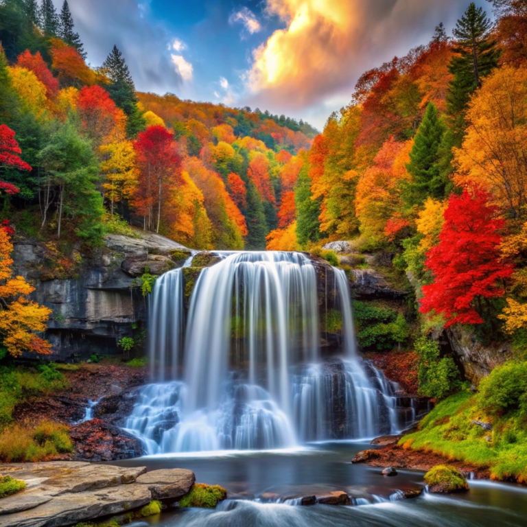 Majestic colorful waterfall