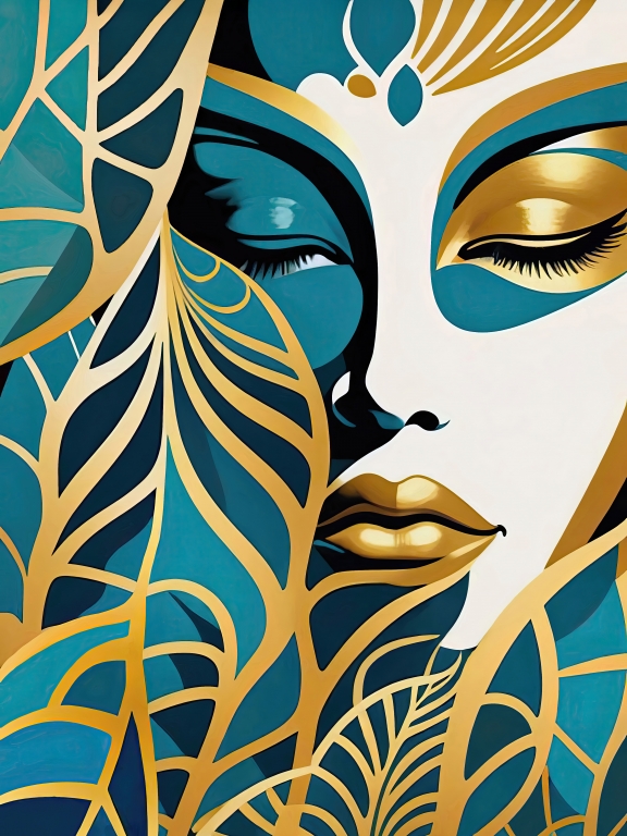 Beauty in gold and blue