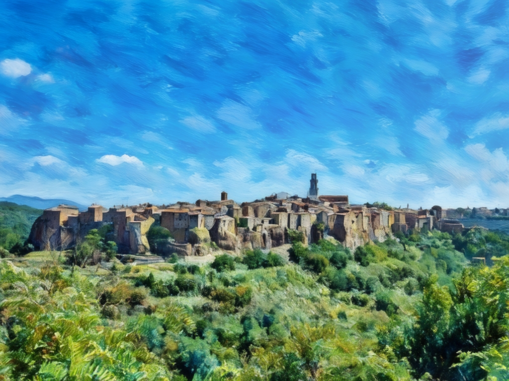 Pitigliano, Toscana, Pittoresco villaggio collinare italiano