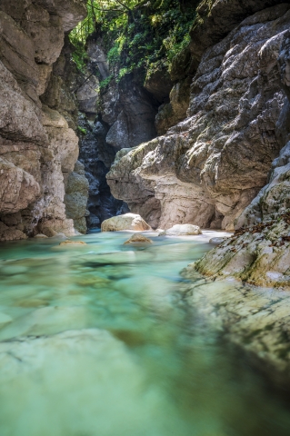 Tra le acque smeraldine del torrente Raccolana