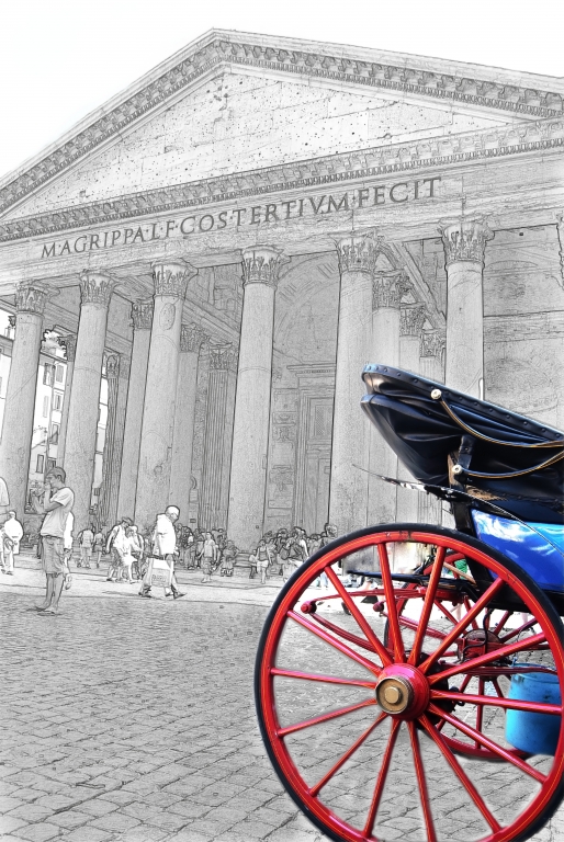 Roman Pantheon and the red 'Botticella