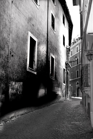 A charming alley in Rome's historic center at dawn